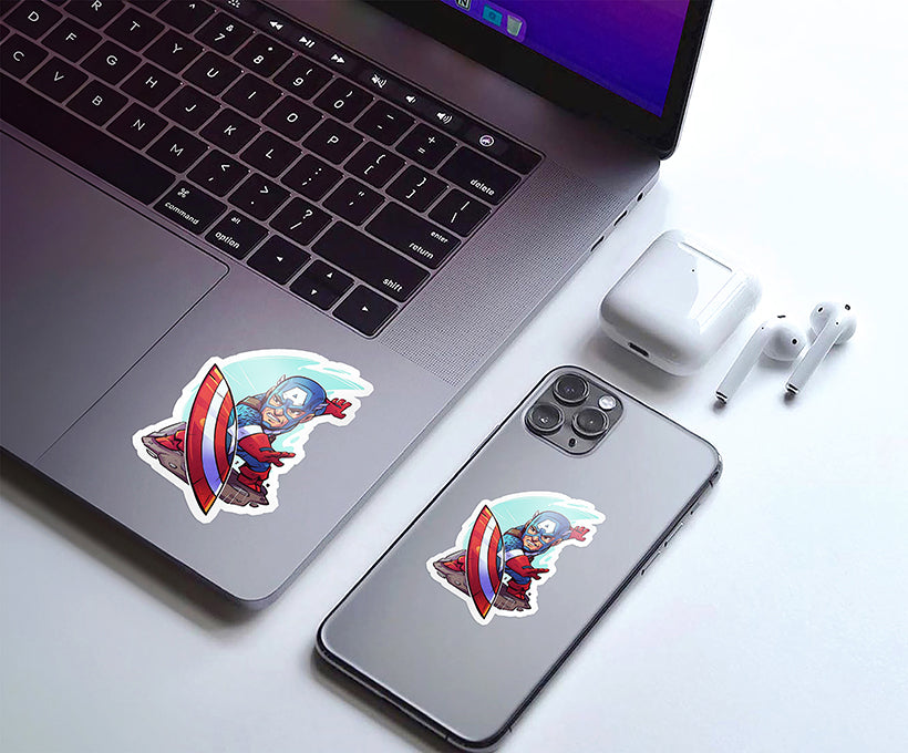 Captain America Throwing Shield Sticker