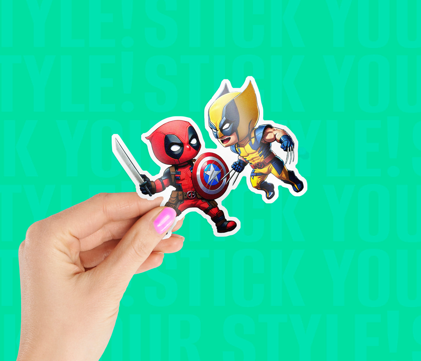 Deadpool And Wolverine Fighting Sticker