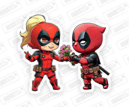 Deadpool and Lady Deadpool Sticker