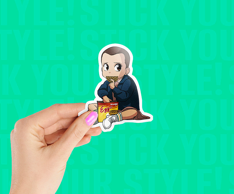 Eleven Eating Eggos Cute Magnetic Sticker
