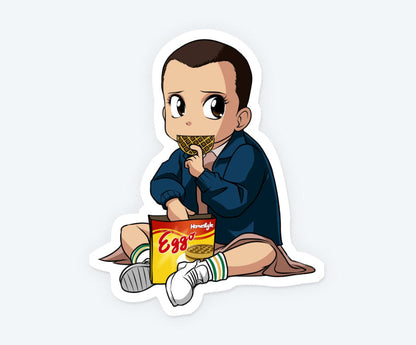 Eleven Eating Eggos Cute Magnetic Sticker