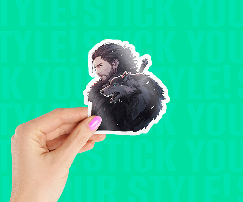Jon Snow & Ghost Magnetic Sticker