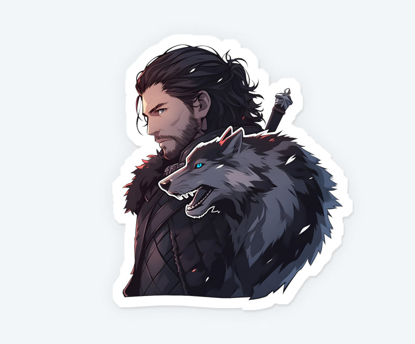 Jon Snow & Ghost Magnetic Sticker