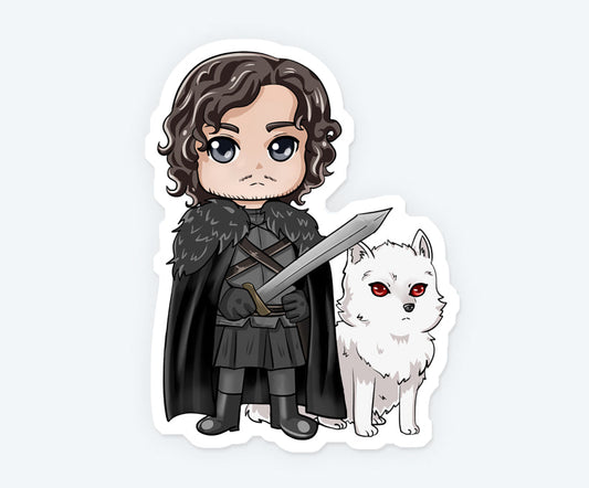 Jon & Ghost Cartoon Magnetic Sticker