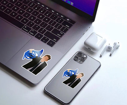 Ted with Blue French Horn Magnetic Sticker
