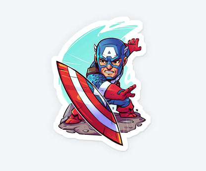 Captain America Throwing Shield Sticker